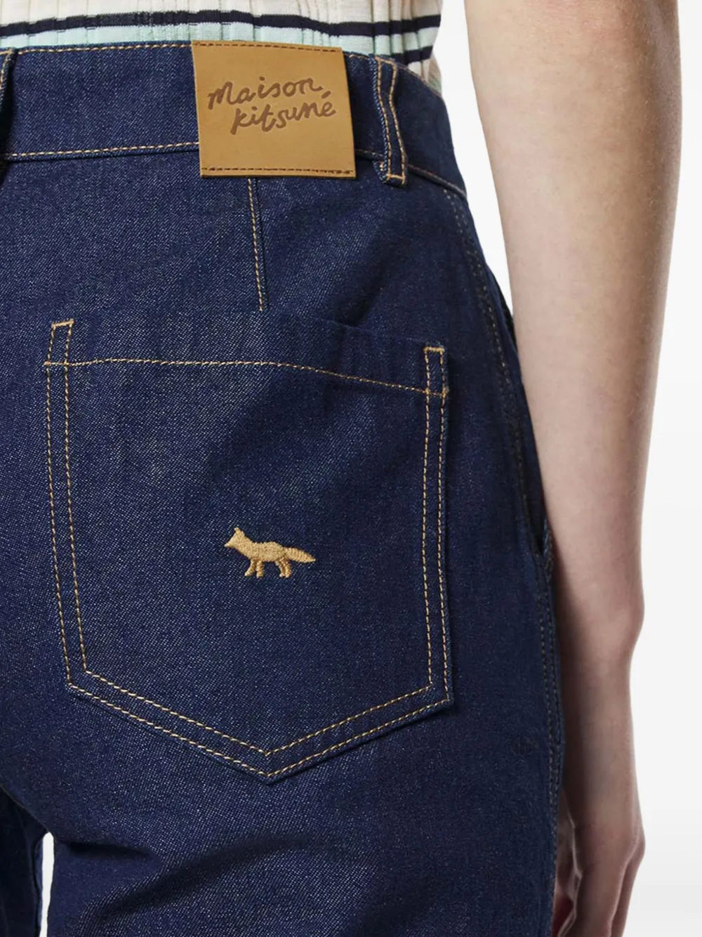 Maison Kitsuné Ruimvallende straight jeans Blauw