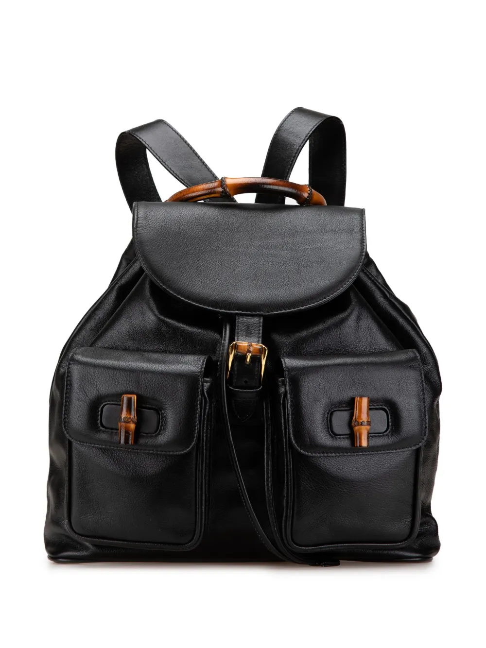Gucci Pre-Owned 20th Century Calfskin Bamboo Drawstring backpack - Gucci Pre-Owned 20th Century Calfskin Bamboo Drawstring backpack -