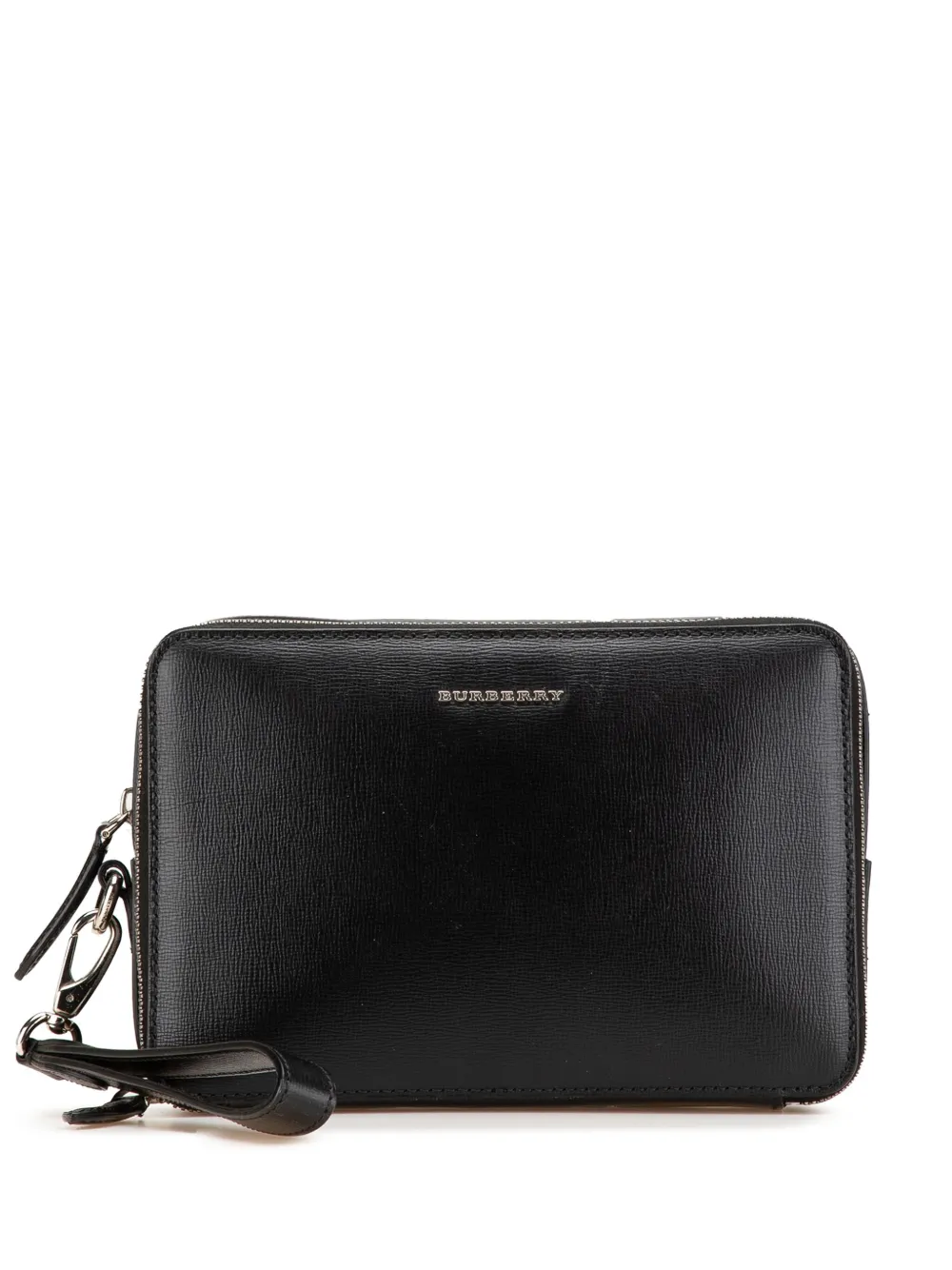Pre-owned Burberry 2000-2017 Leather Double Zip Wristlet Clutch Bag