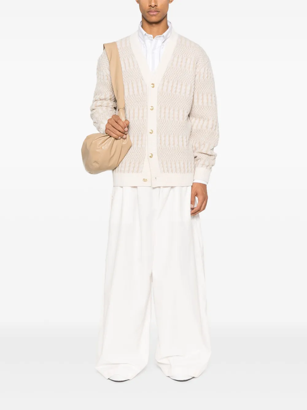 Drôle De Monsieur Vest van merino wol Beige