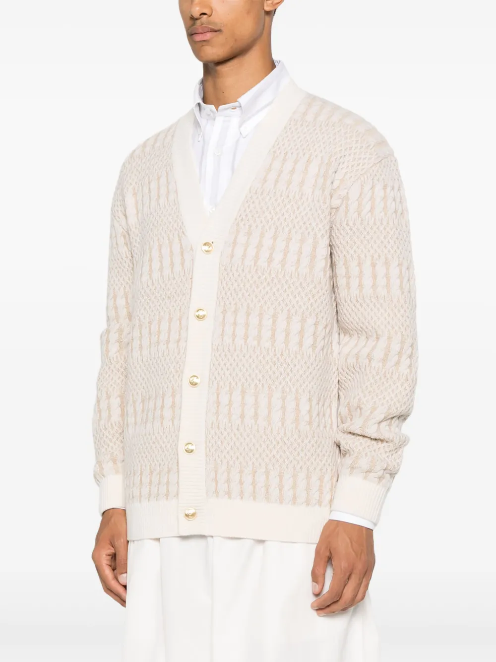 Drôle De Monsieur Vest van merino wol Beige