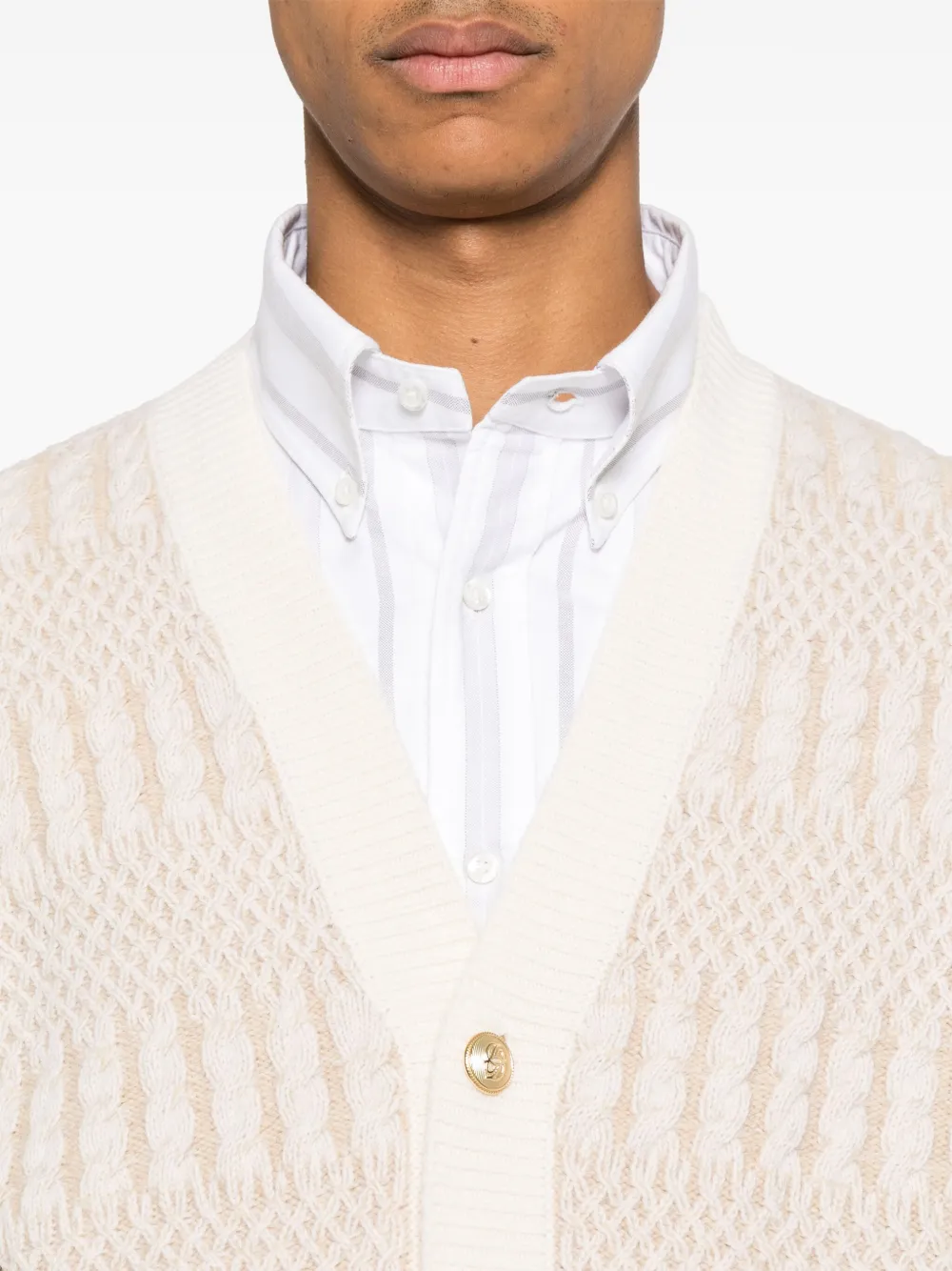 Drôle De Monsieur Vest van merino wol Beige