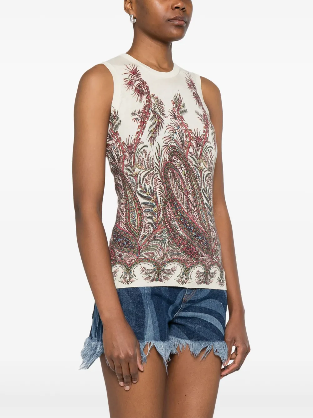 ETRO Top met paisley-print Beige