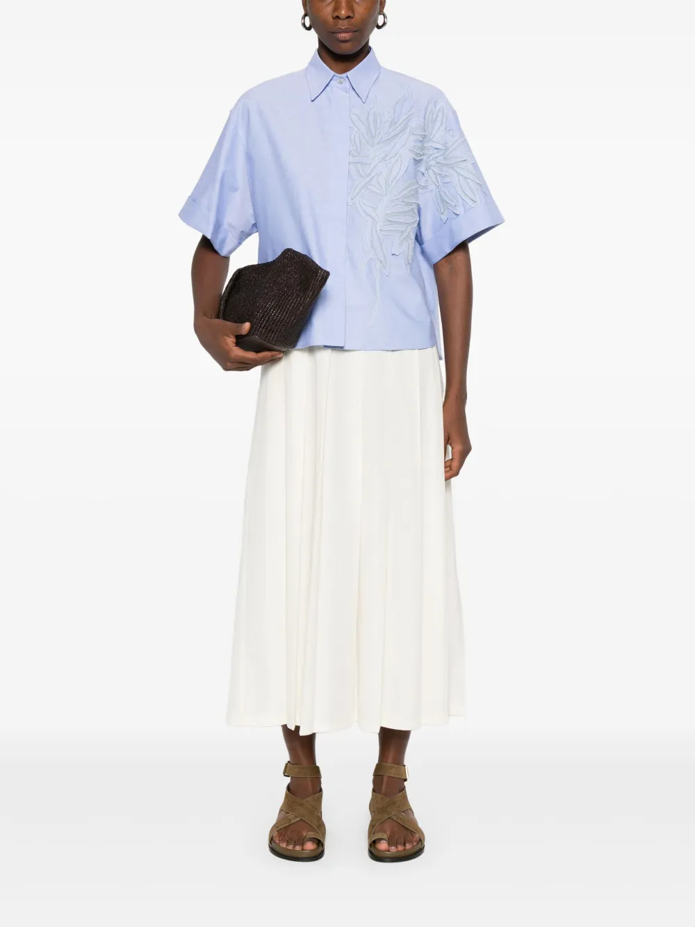 Brunello Cucinelli Blouse met borduurwerk Blauw