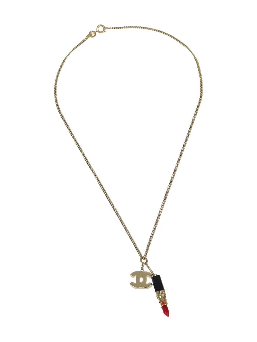 CHANEL Pre-Owned collier à breloque rouge à lèvres (2004) | or | Image 1