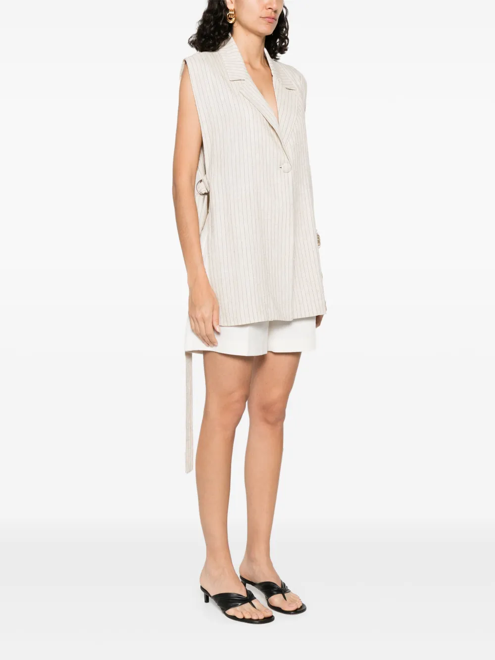 MOUTAKI Gestreepte spencer Beige
