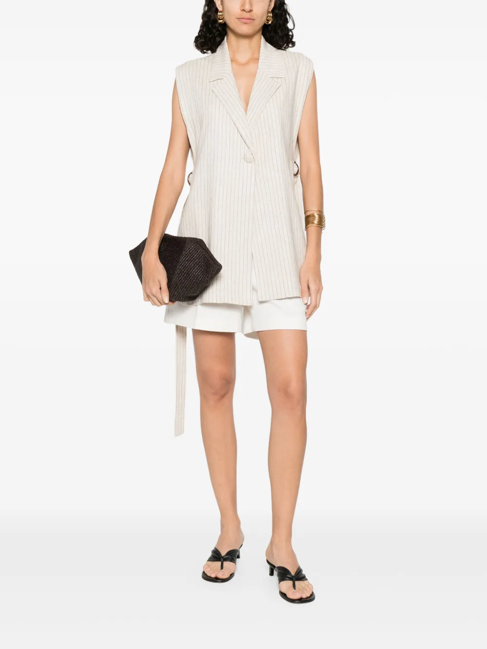 MOUTAKI Gestreepte spencer Beige