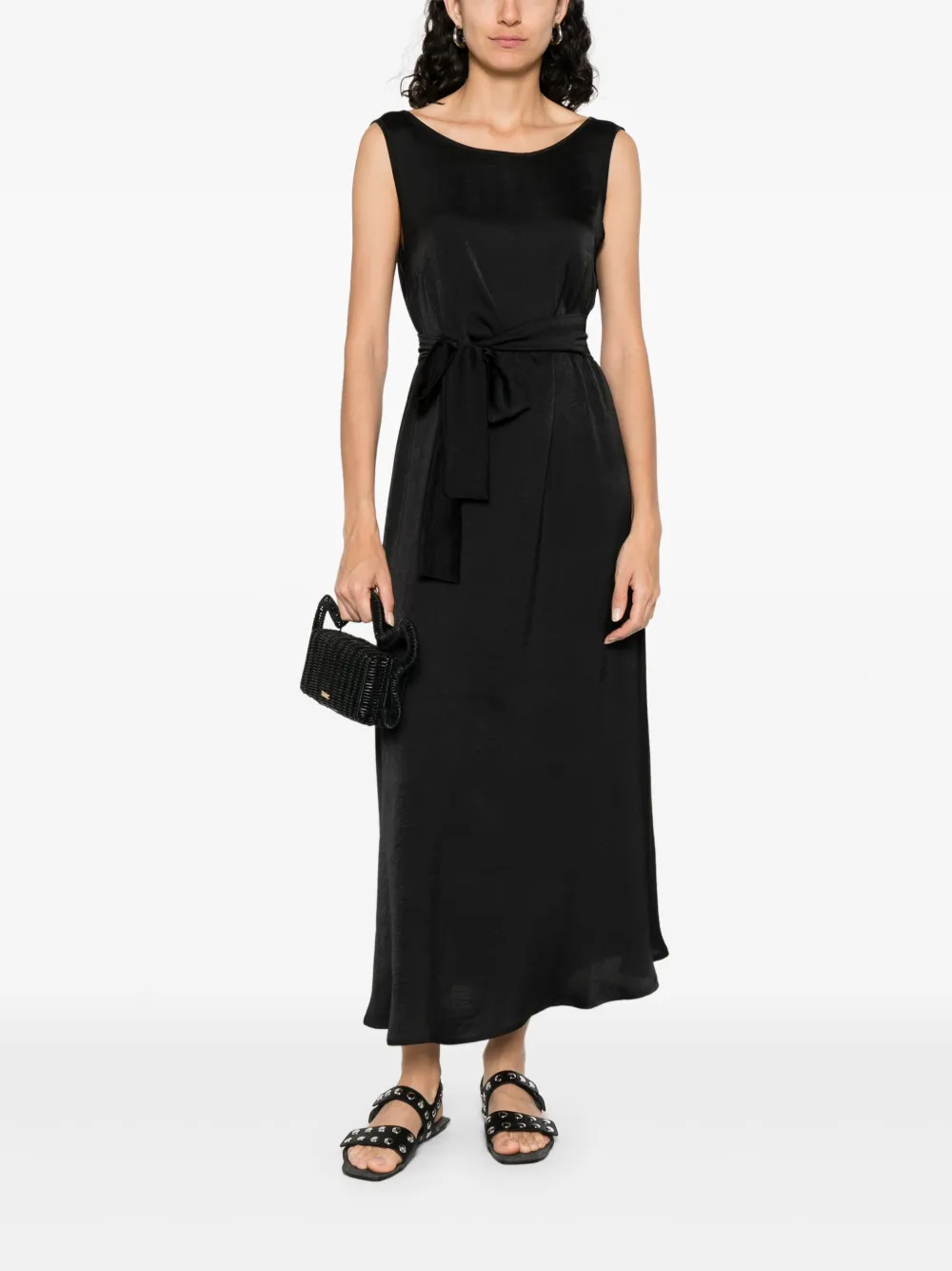 MOUTAKI satin midi dress - Zwart