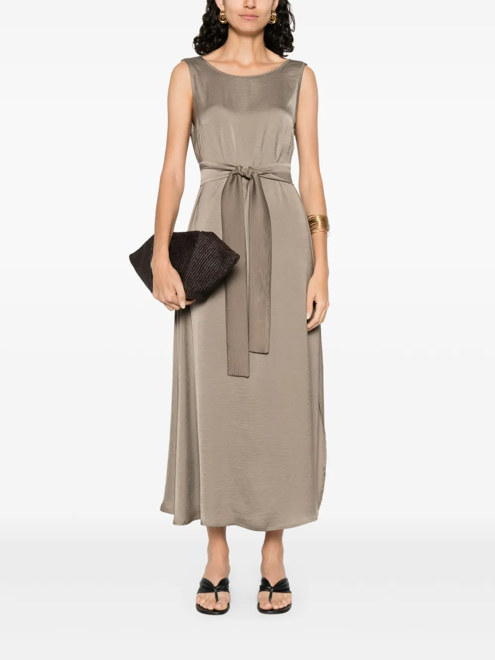 MOUTAKI satin midi dress - Groen