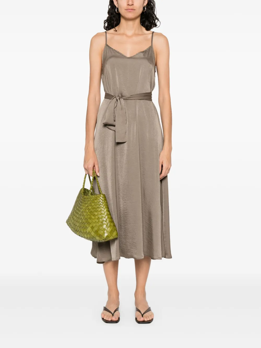 MOUTAKI satin midi dress - KHAKI