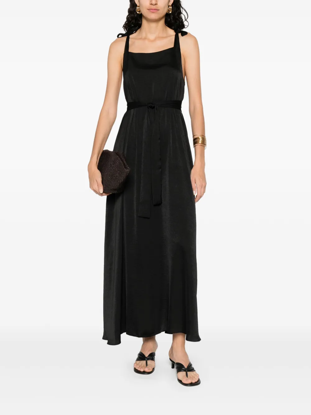 MOUTAKI satin midi dress - Zwart