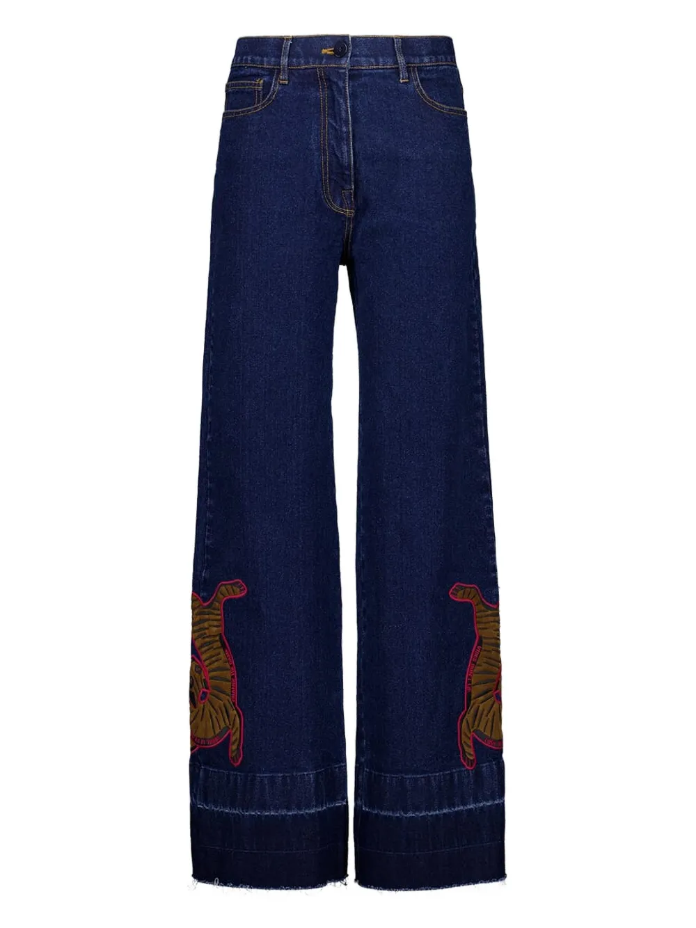 embroidered wide-leg jeans