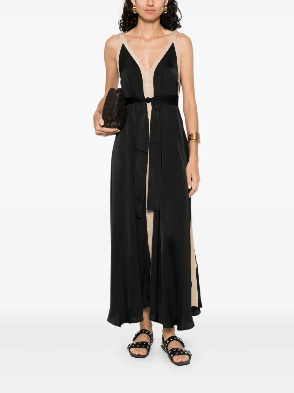 MOUTAKI satin midi dress - Zwart