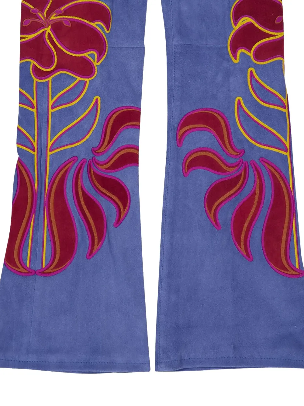 Paula Floral-embroidery Trousers - Blue 