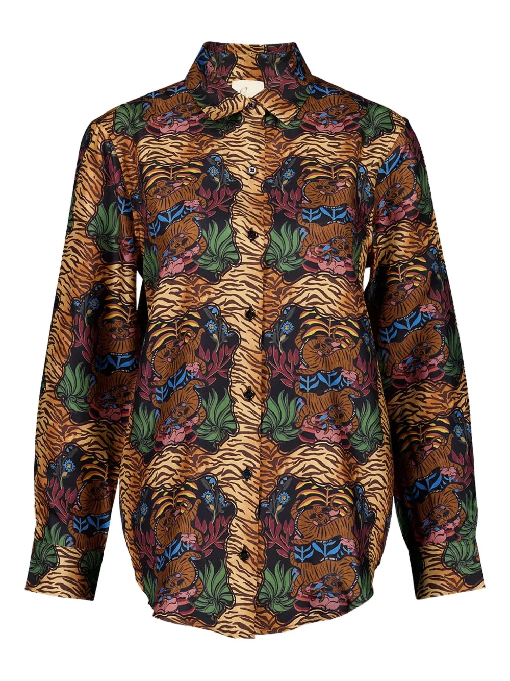 Paula Tiger-print Button-up Shirt In Brown