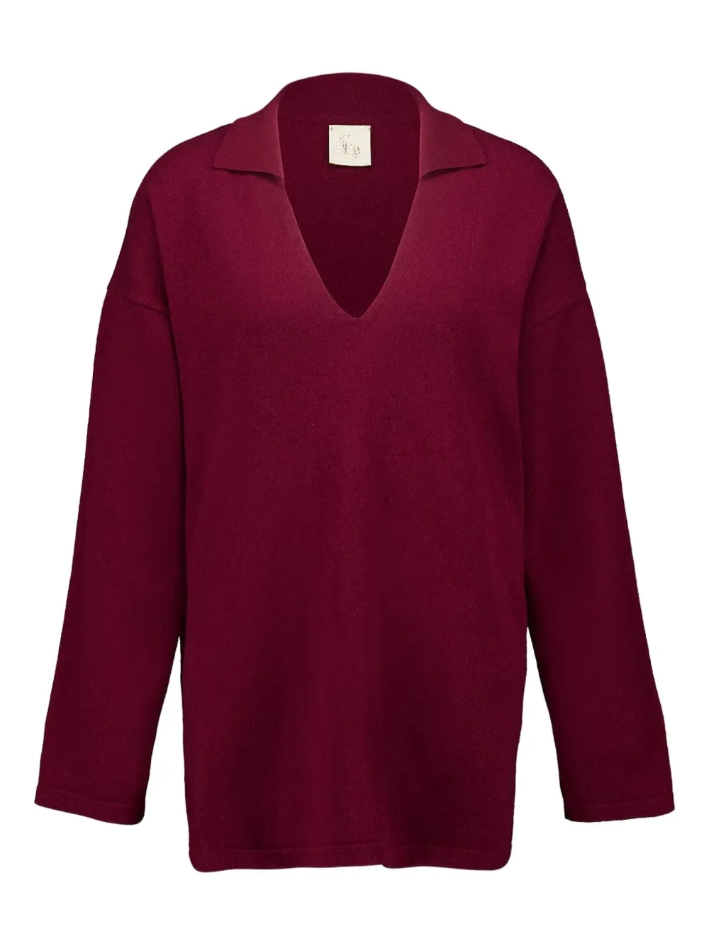 Paula Plunge-collar Sweater In Red