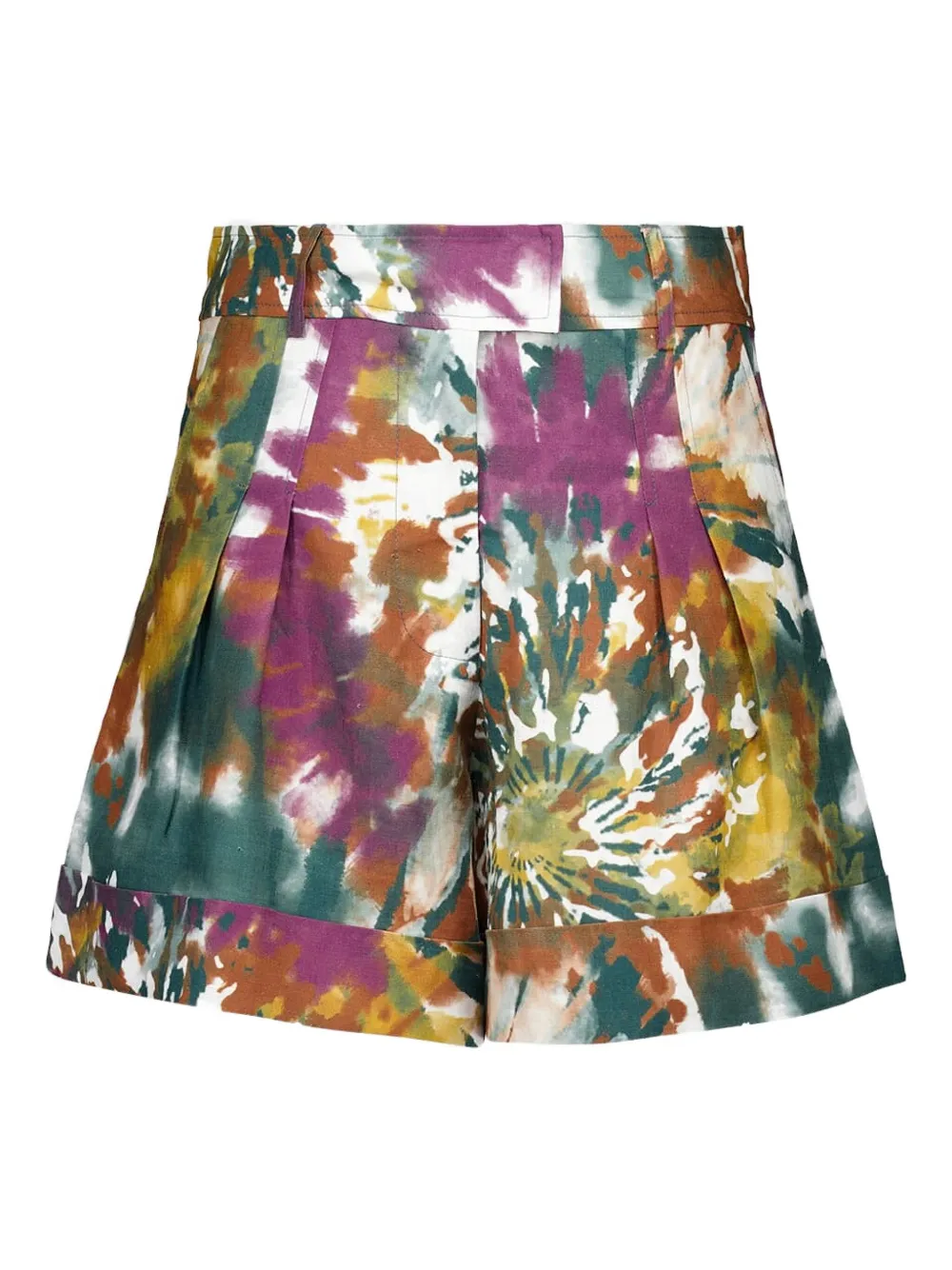 pleated tie-dye shorts