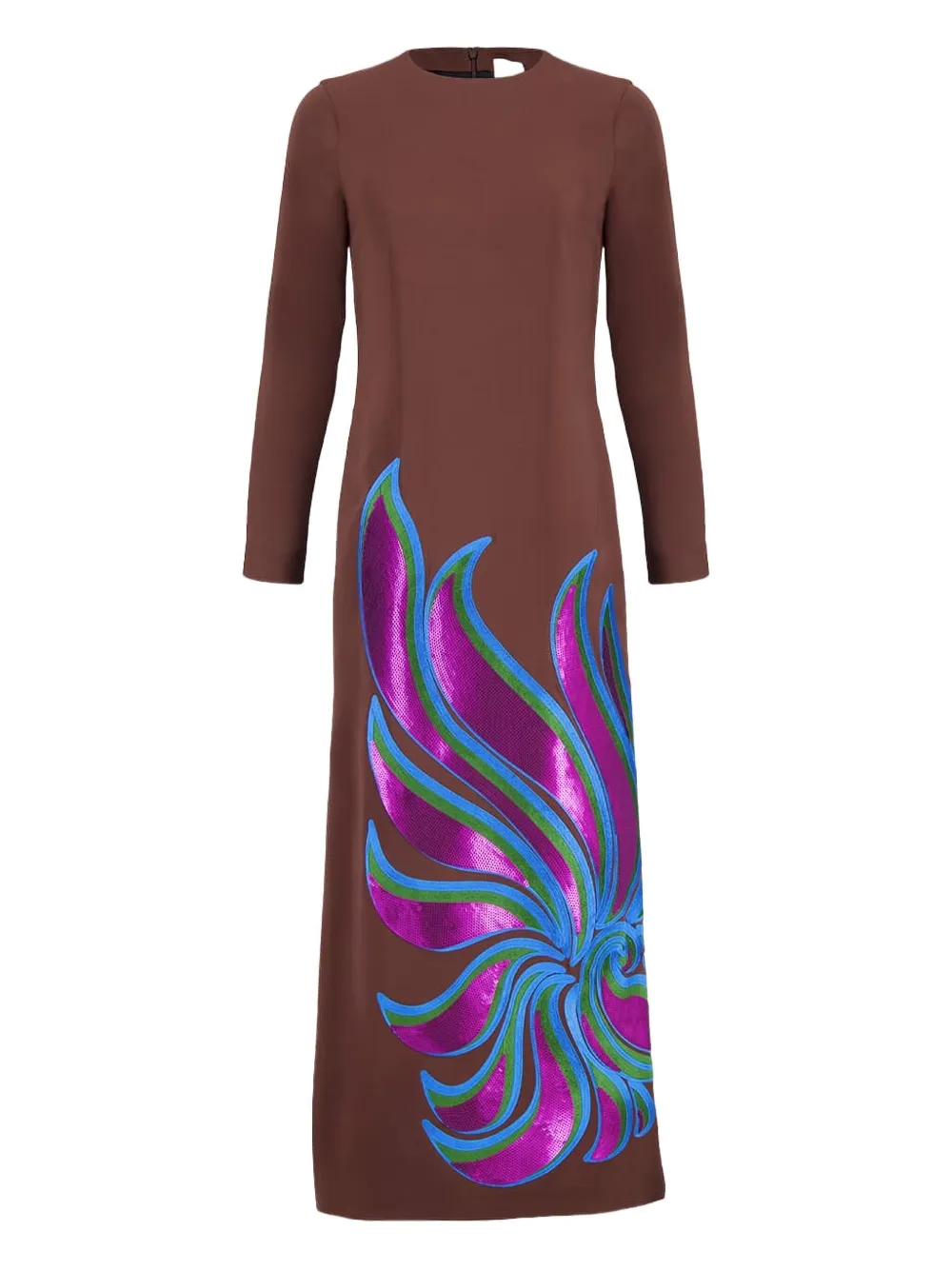 PAULA embellished long-sleeve maxi dress | Brown | Image 1