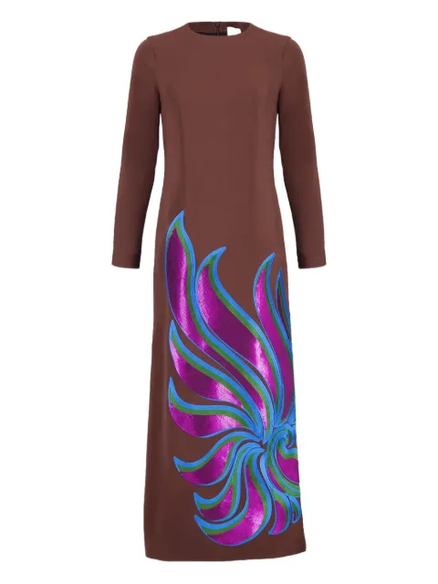 PAULA embellished long-sleeve maxi dress