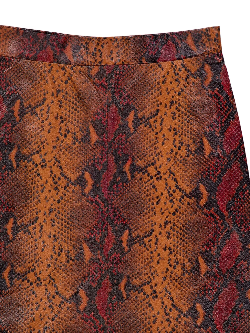 Paula Snake-effect Pencil Skirt In Brown