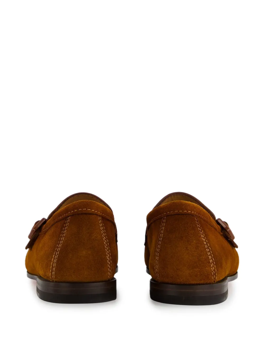 Santoni double-buckle suede loafers Brown
