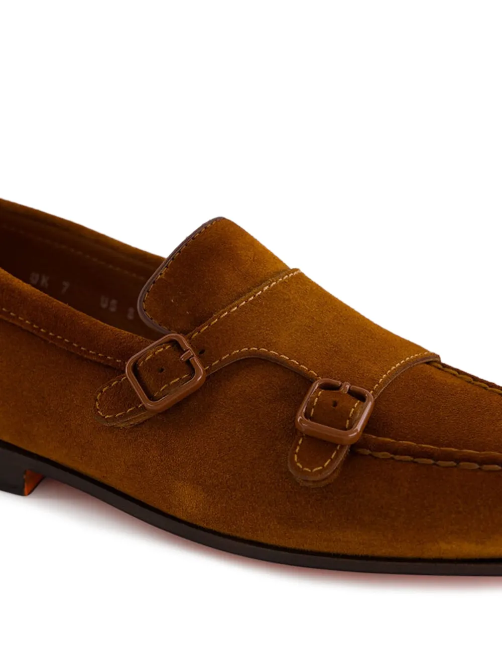 Santoni double-buckle suede loafers Brown