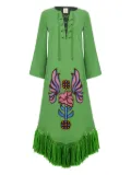 PAULA embroidered chenille dress - Green