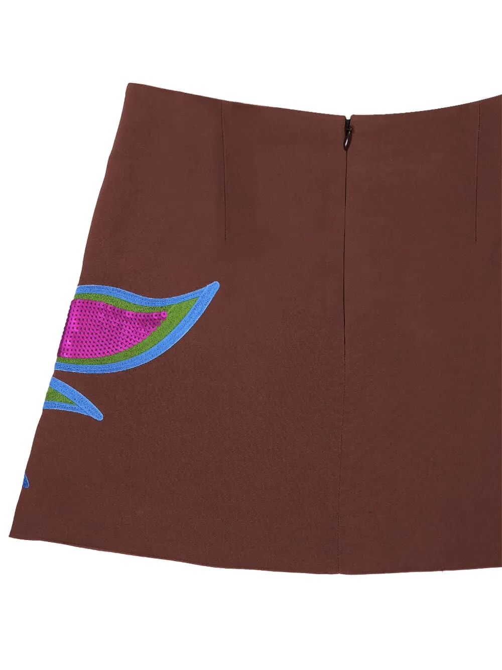 PAULA Mini-rok met borduurwerk Bruin