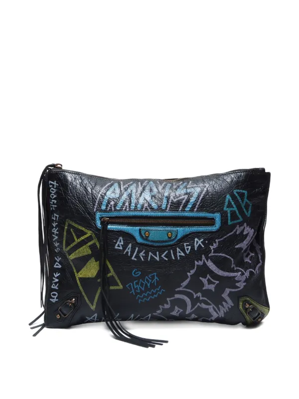 Balenciaga Pre-Owned 2010-2020 Graffiti Clutch Bag | Black