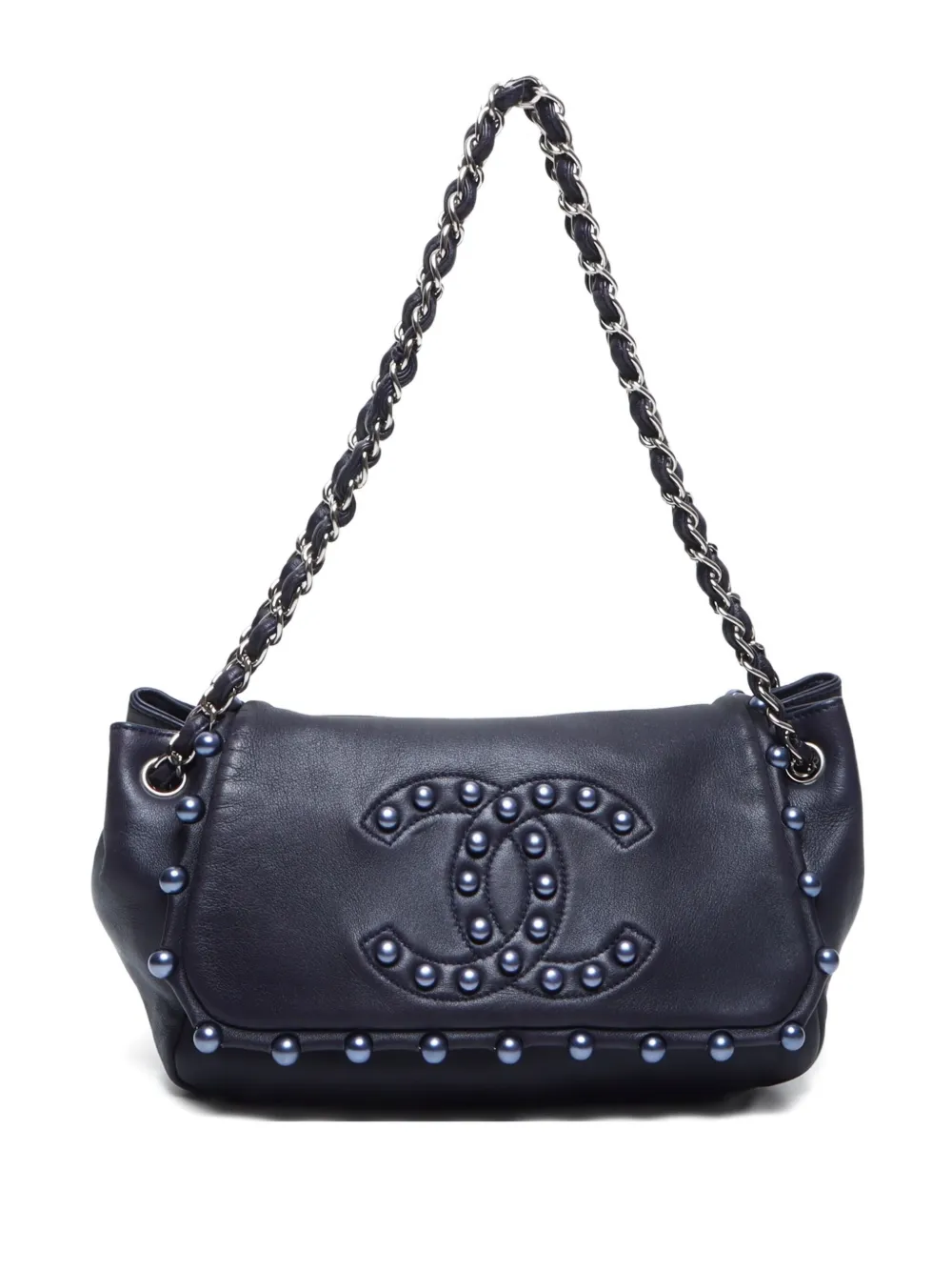 CHANEL Pre-Owned 2008-2009 Pearl Obsession Flap shoulder bag | Blue | Image 1