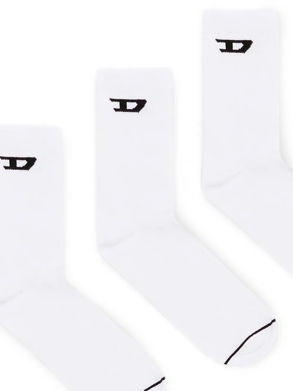 Diesel Drie paar enkelsokken met geborduurd logo Wit
