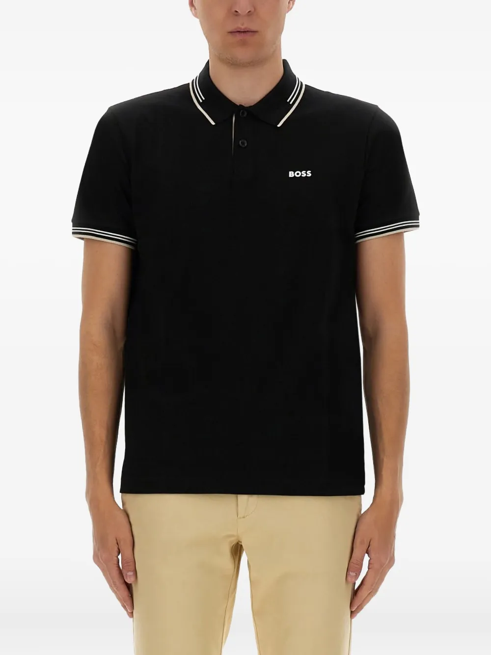 BOSS Piqué poloshirt Zwart