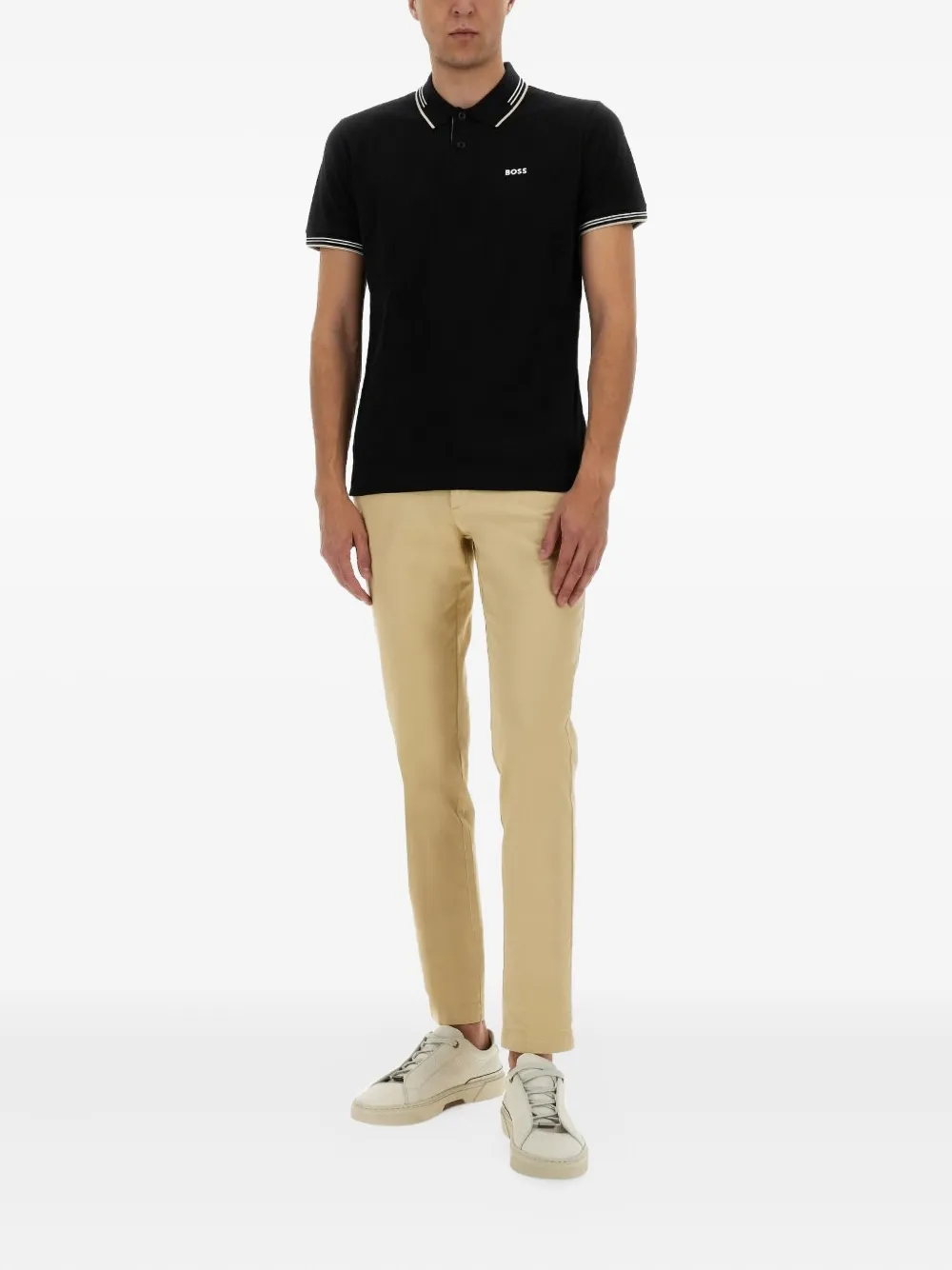 BOSS tipped polo shirt - Zwart