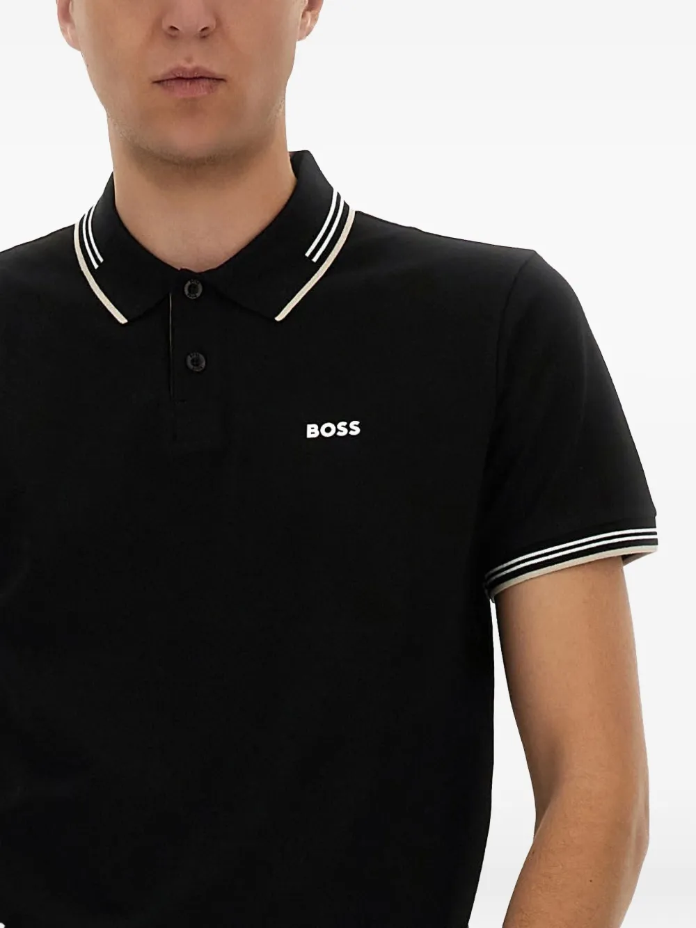 BOSS Piqué poloshirt Zwart