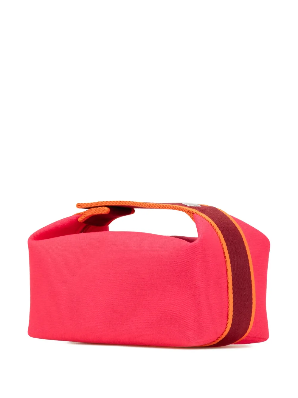 Pre-owned Hermes 2010-2024 Small Toile Bride A Brac Vanity Bag In Pink