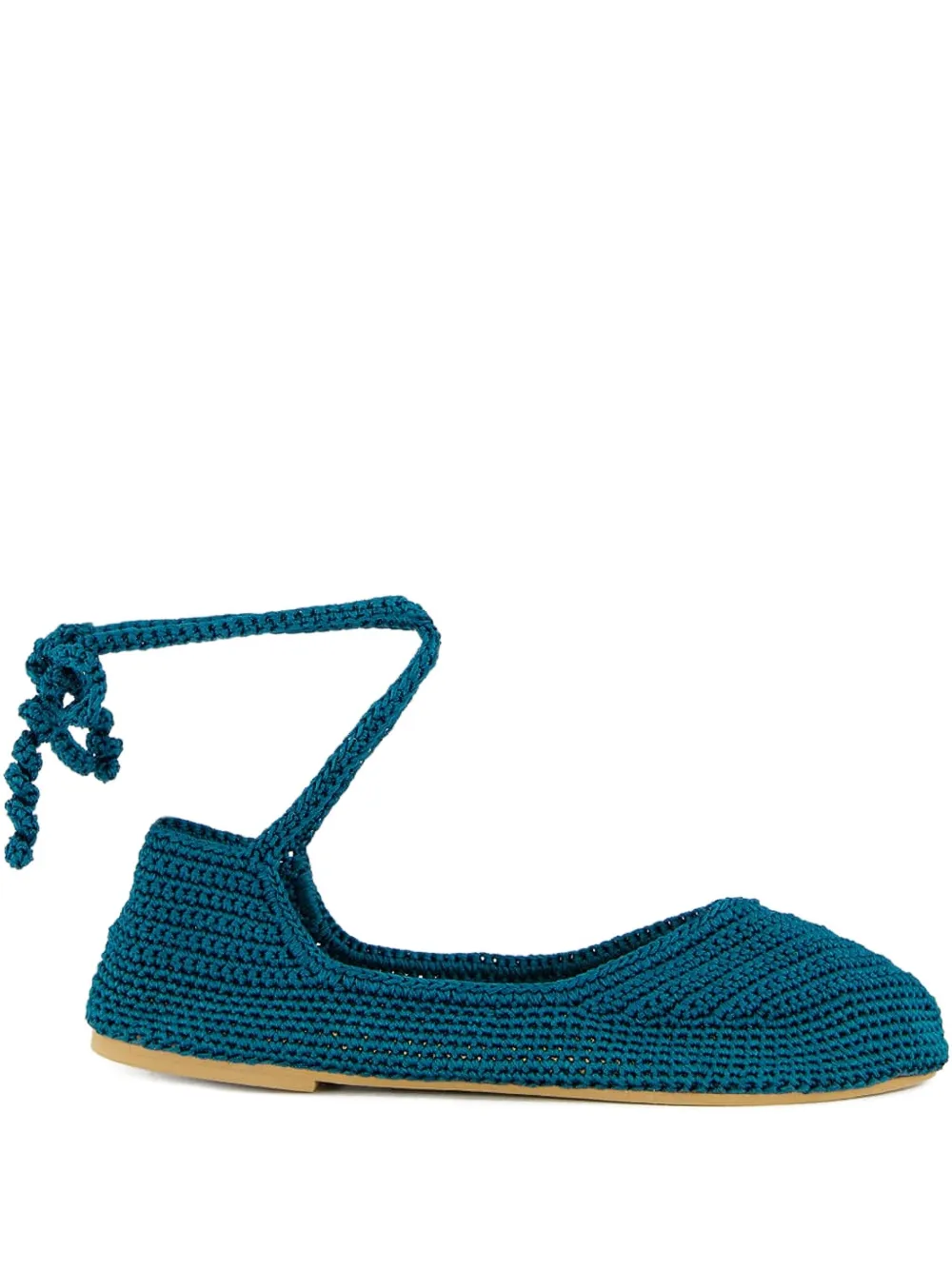 KASHURA crochet-knit flat ballet shoes Blue