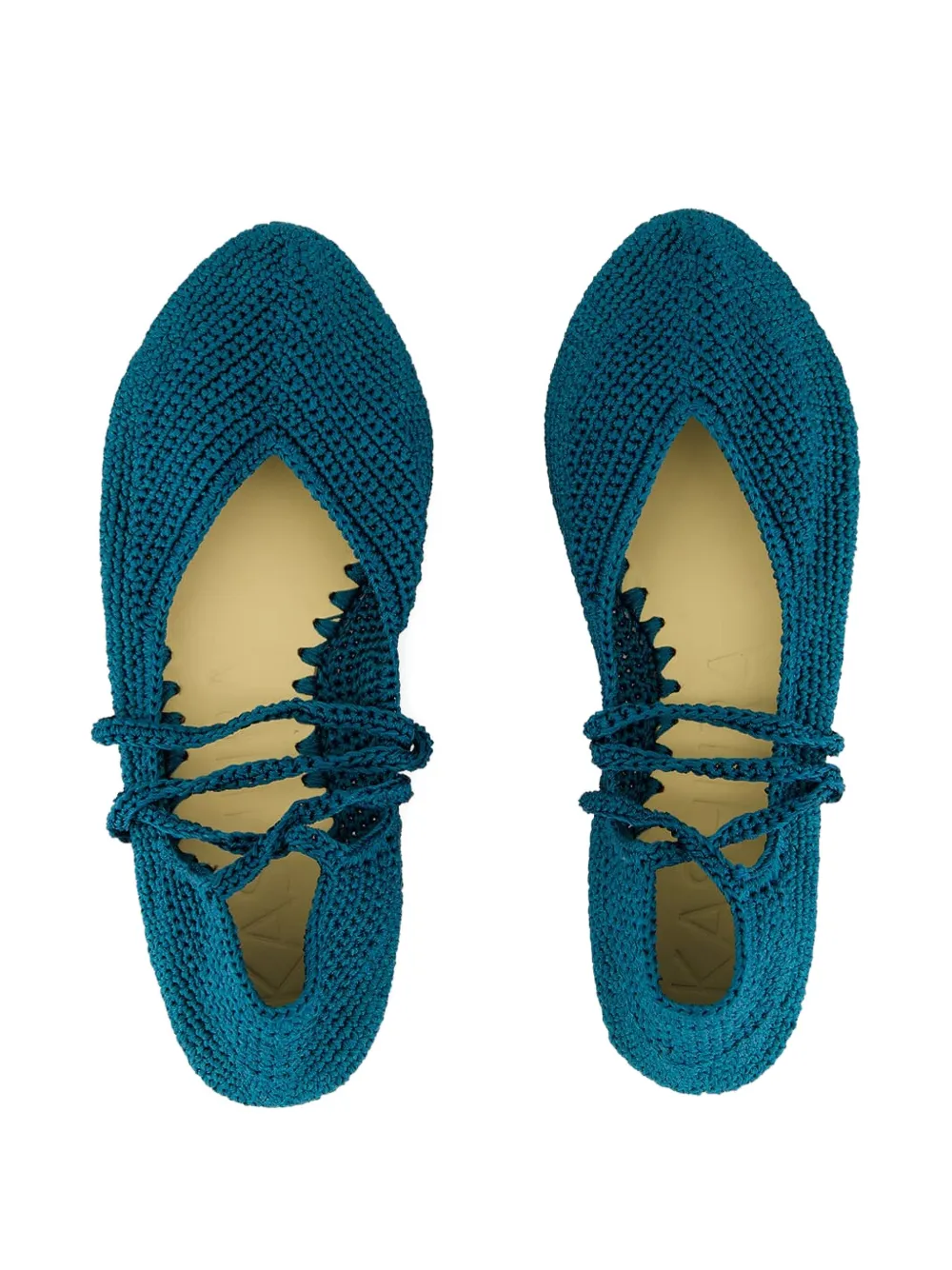 KASHURA CROCHET-KNIT FLAT BALLET SHOES 
