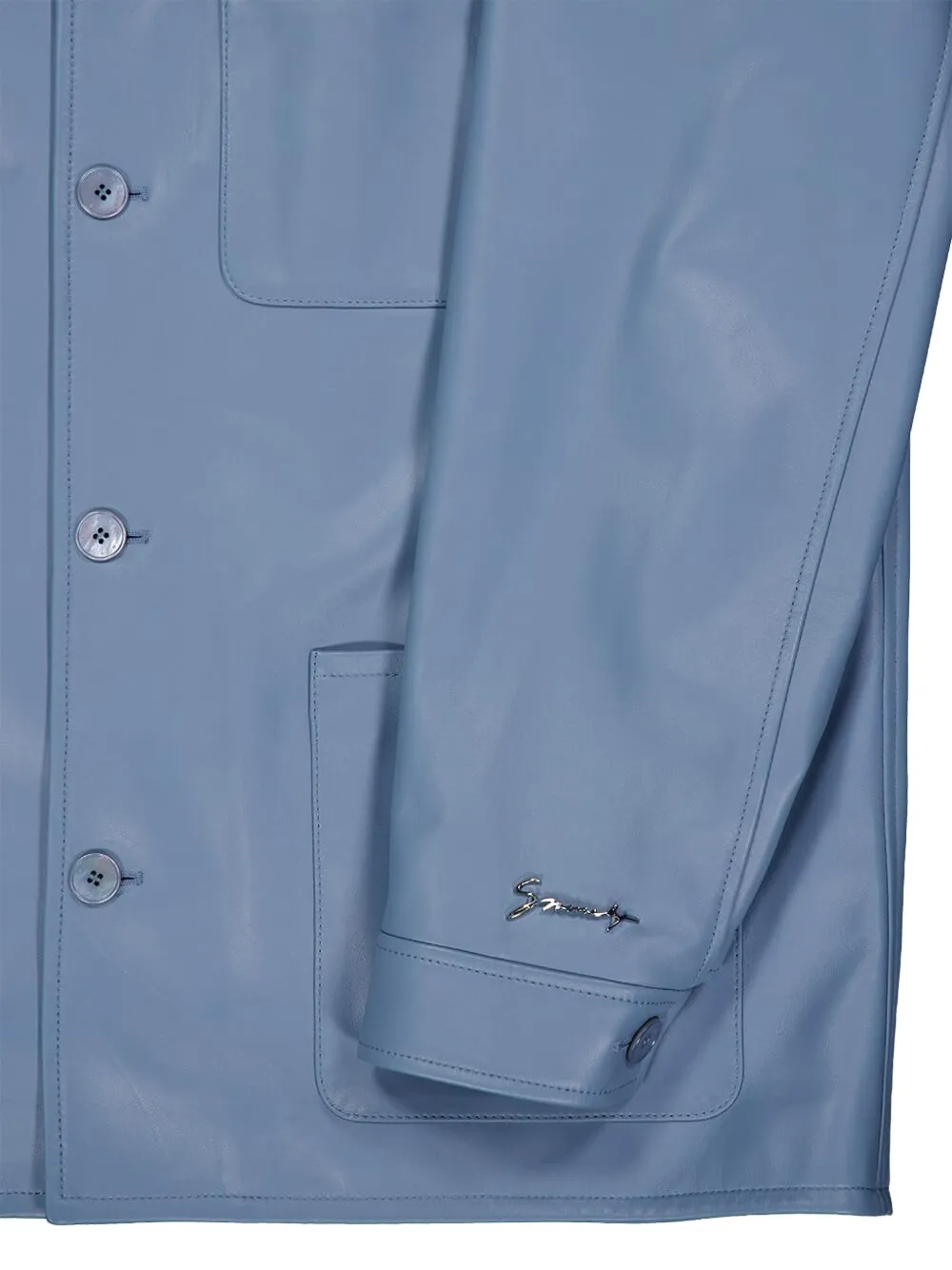 Givenchy Leren button-down overhemd Blauw