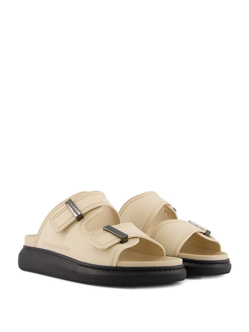 Alexander McQueen double-buckle slides Neutrals