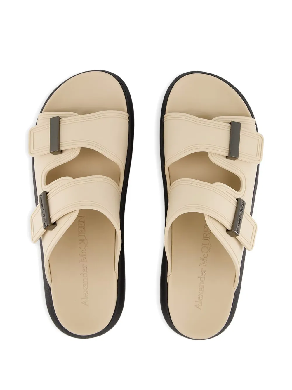 Alexander McQueen double-buckle slides Neutrals