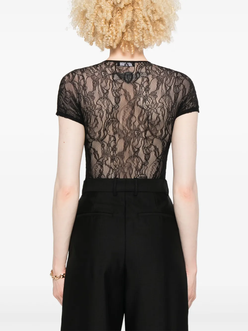 Shop Wardrobe.nyc Lace-detailing Bodysuit