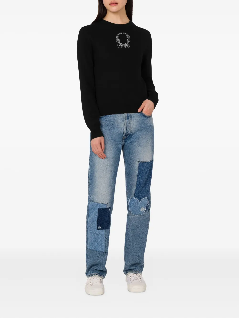 Moschino Laurel Crown embroidered logo sweater | Knitted Sweaters | Image 2