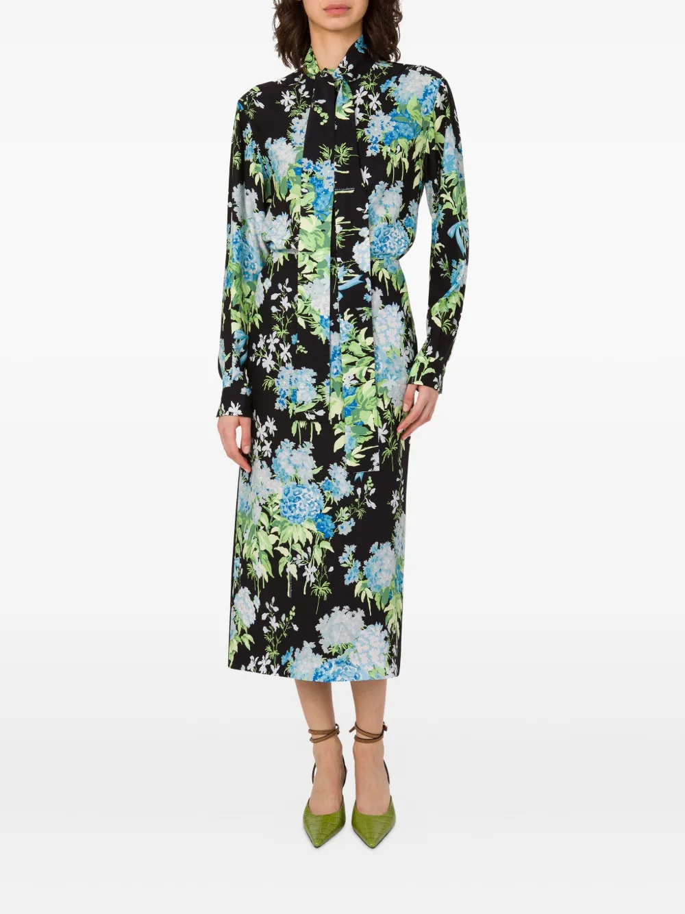 Moschino Midi-jurk met bloemenprint Zwart