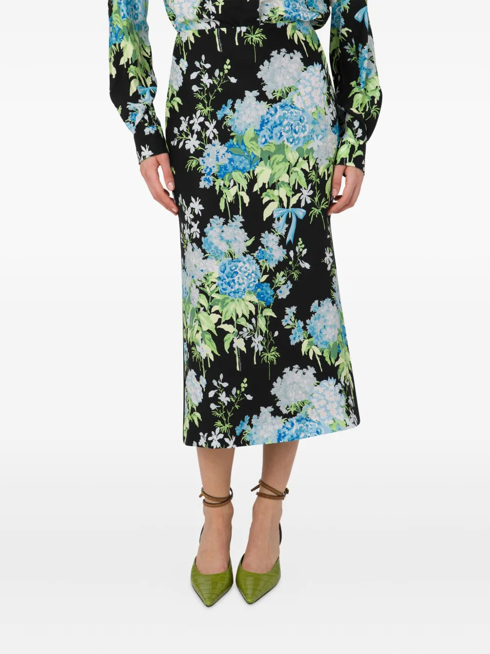 Moschino Midi-jurk met bloemenprint Zwart