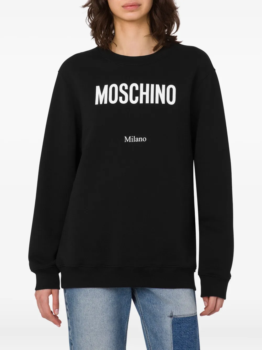 Moschino Katoenen sweater met logoprint Zwart