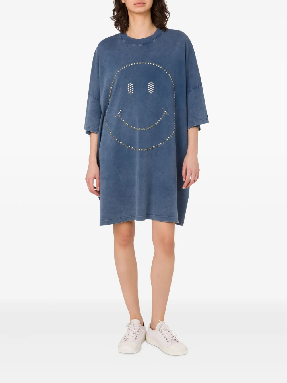 Moschino Smiley mini-jurk met studs Blauw