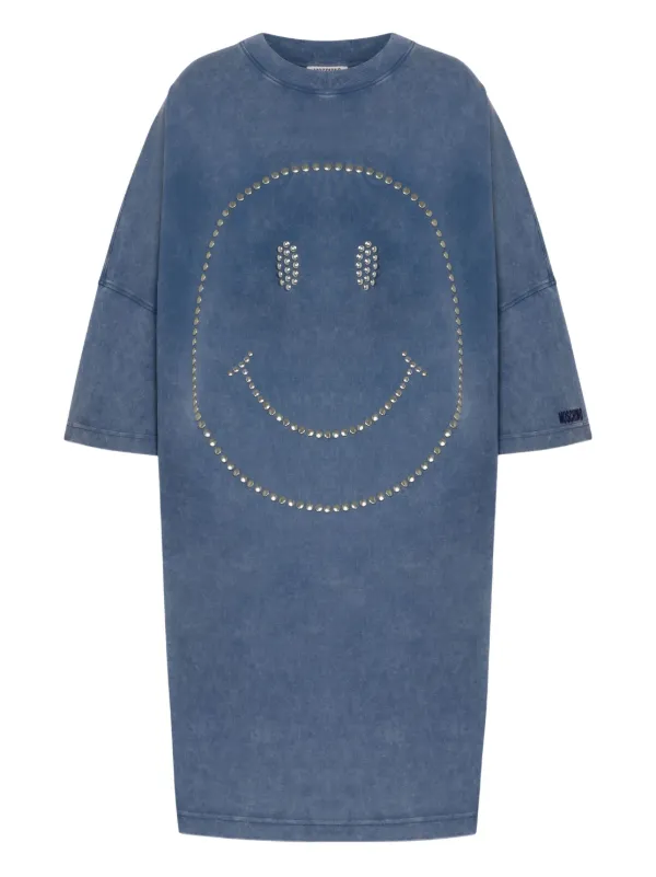 Moschino X Smiley® Cotton Mini Dress in Blue