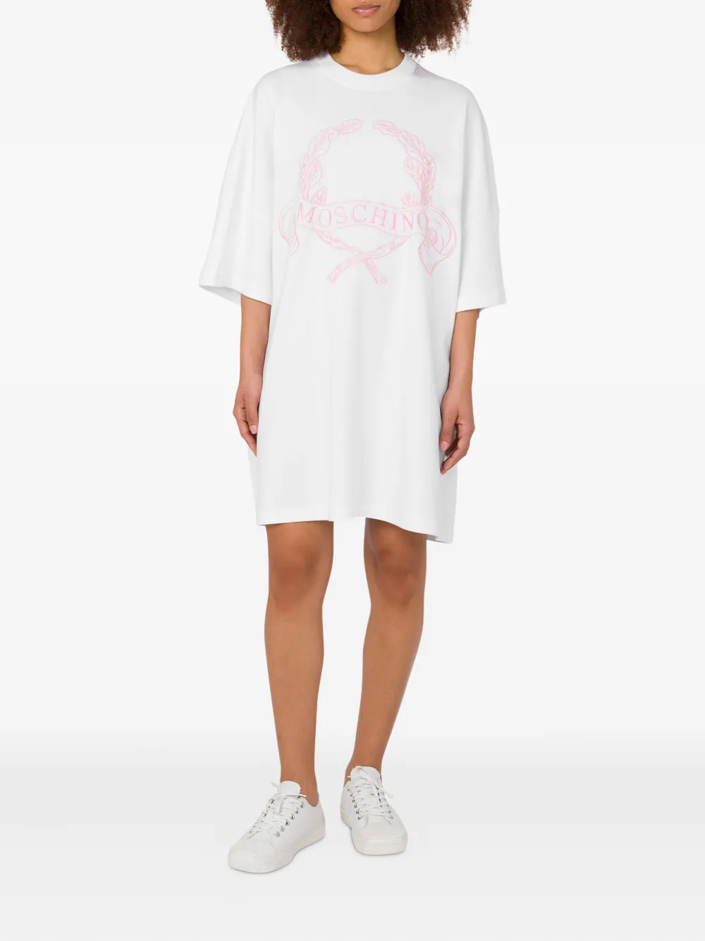 Moschino Mini-jurk met geborduurd logo Wit