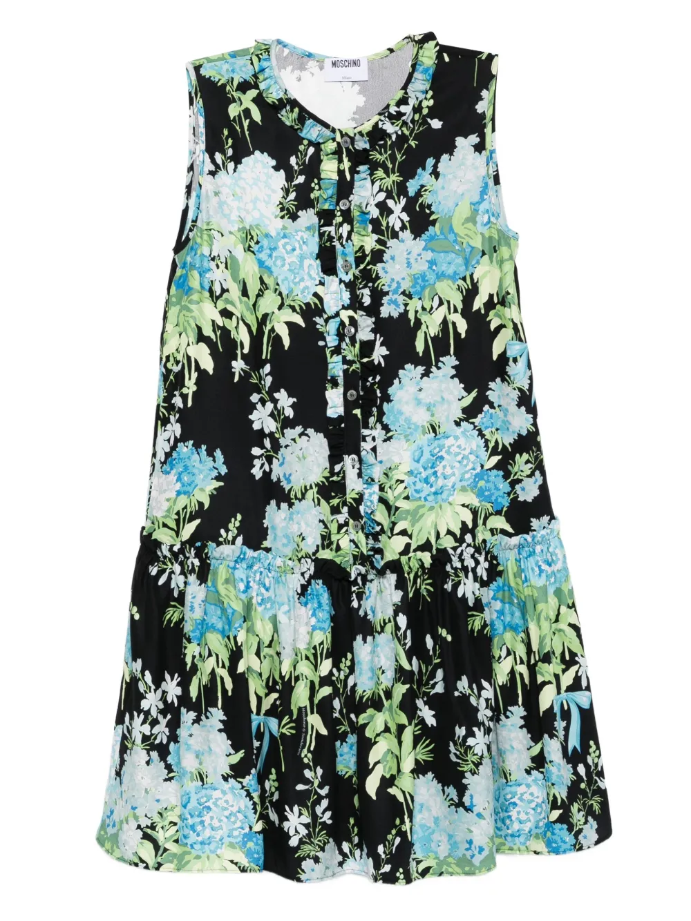 Moschino floral ruffled mini day dress - ブラック Moschino floral ruffled mini day dress - ブラック