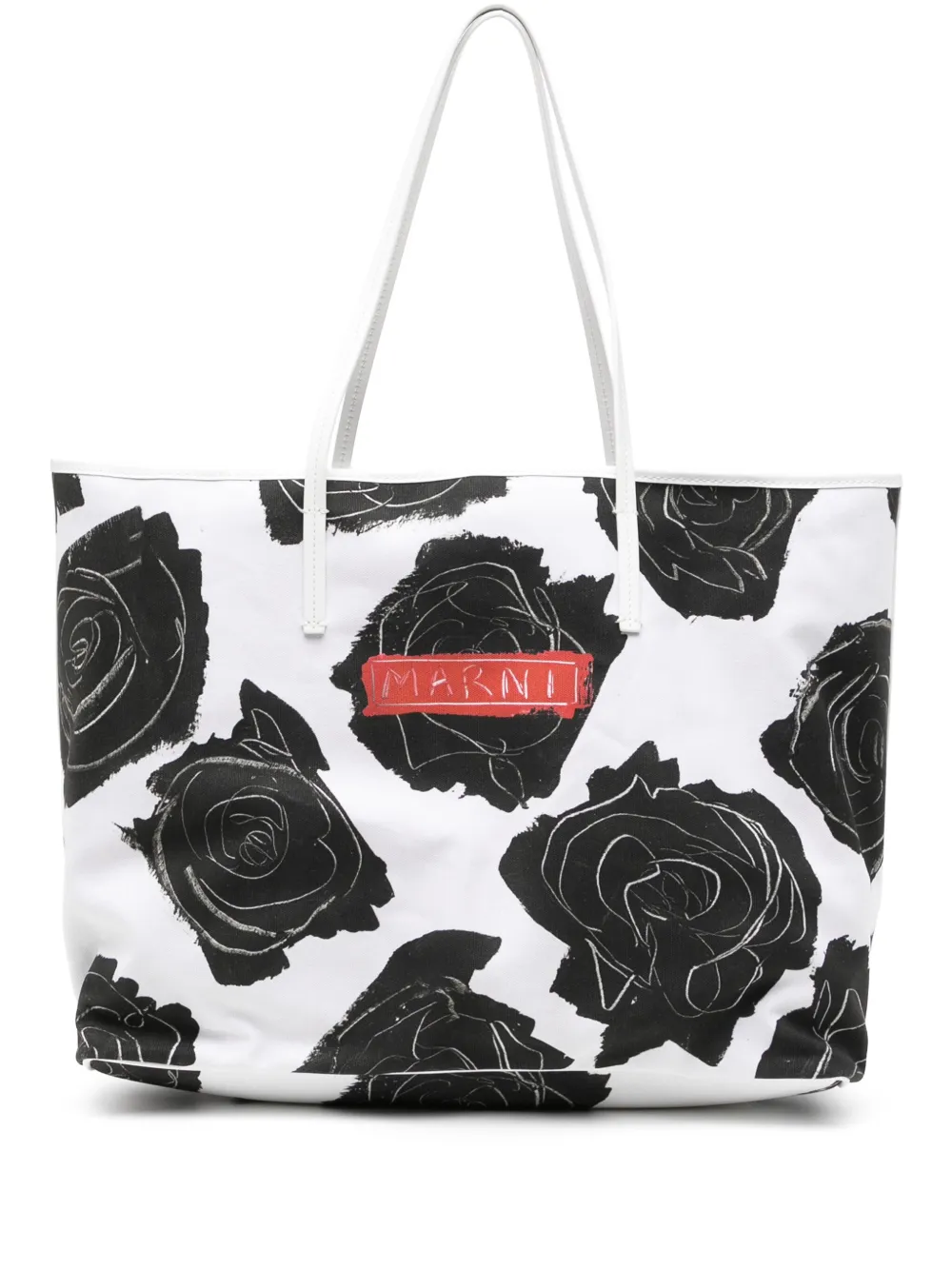 Marni large floral-printed tote bag | Black | Image 1
